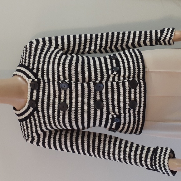 TALBOTS Vintage Knit 100% Mercerized Cotton, small petite, black and white - Picture 1 of 4